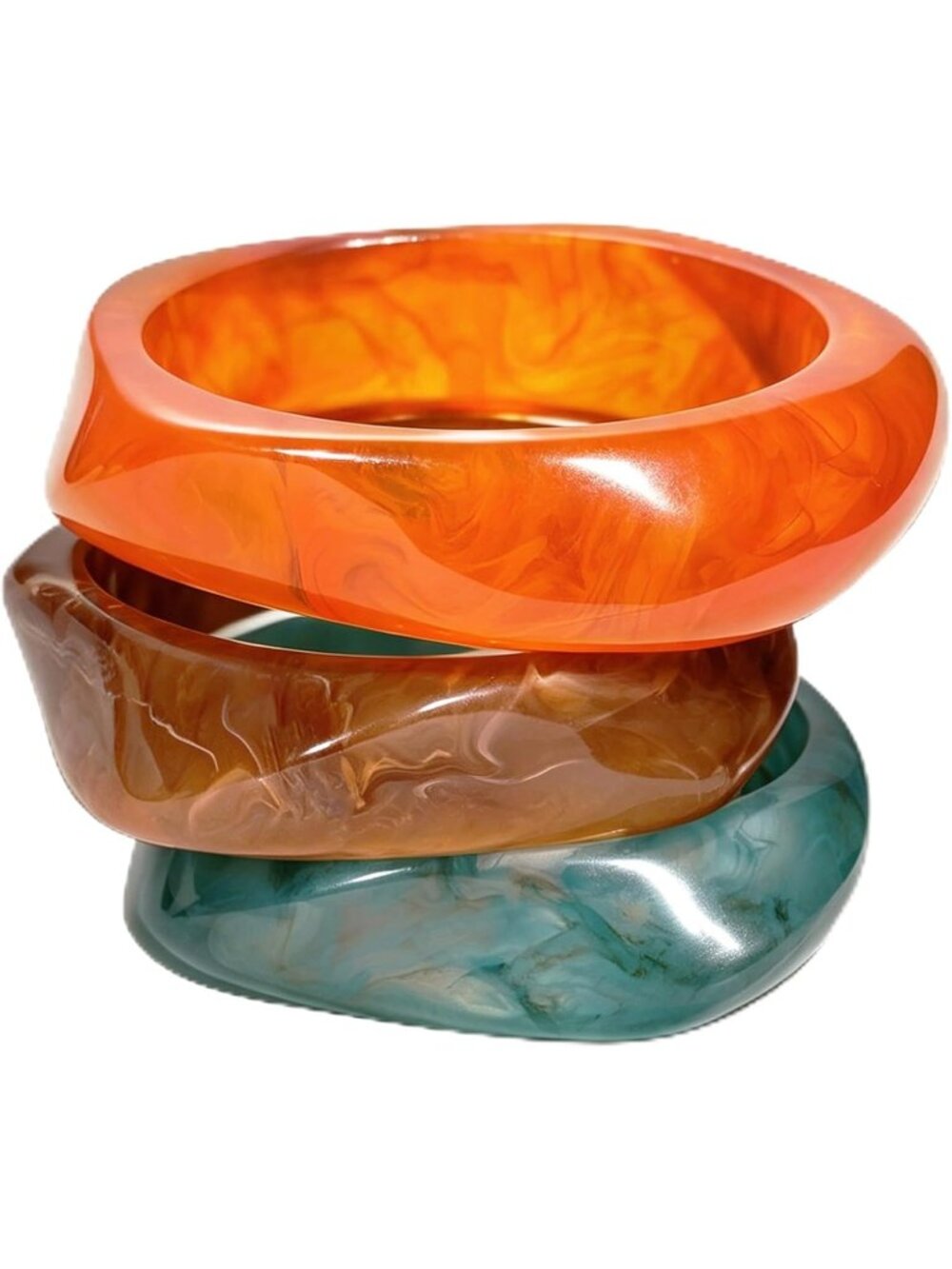 Women's Orange Chunky Colorful Resin Acrylic Bangles Set Jewelry Bracelet